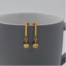 Gold Vermeil  Bar and Disc Drop Earrings