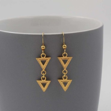 Gold Mini Triangles Art Deco Style Earrings