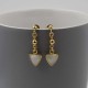 Rainbow Moonstone Triangles Gold Drop Earrings