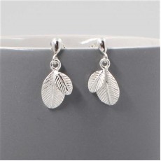 Silver Leaf Duo Drop Earrings