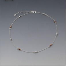 Simple Sterling Silver and Rose Gold Bead Necklace