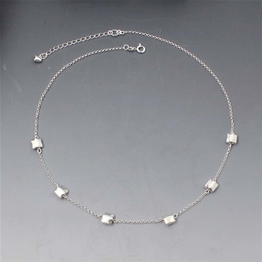 Simple Sterling Silver Square Trio Necklace