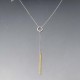 Silver Gold Bar Lariat Necklace