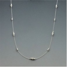 Long Sterling Silver Station Necklace