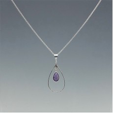 Amethyst Pear and Sterling Silver Surround Necklace