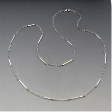 Long Silver Bar Necklace