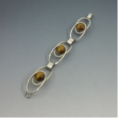 Tigers Eye and 835 Silver Ovals Bracelet