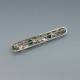 Green Chrysoprase and Silver Floral Brooch