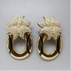 Grosse Vintage Crystal Flower Earrings